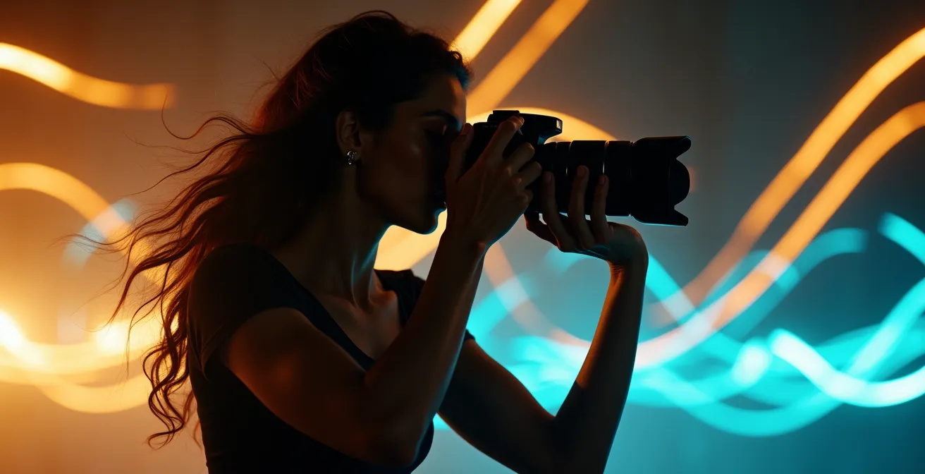 Photographe capturant une scène sportive en mouvement